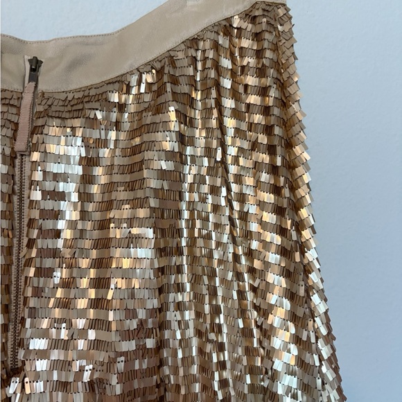 Anthropologie Maeve Natalia Gold Sequin Midi Skirt Pleated A-Line Size 12 NWT - Picture 13 of 15